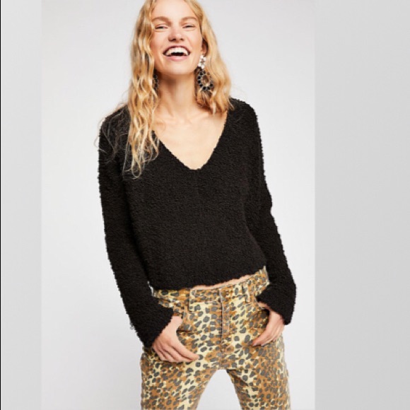 Free People Sweaters - FREE PEOPLE Popcorn Pullover NWT S Black